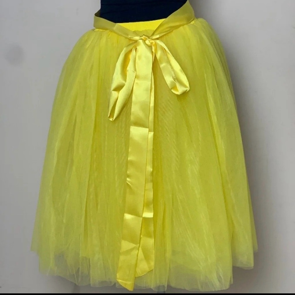 Women’s Elegant Yellow Belted Tulle Skirt